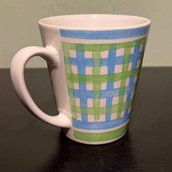 DISNEY Winnie the Pooh Poohtanicals Pattern Blue Green Basket Weave Ceramic Mug - Picture 5 of 10